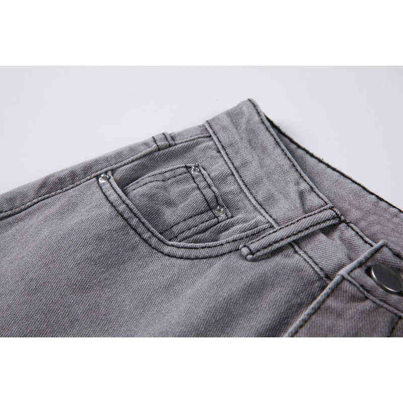 High Waist Grey Ripped Jeans Women Streetwear Baggy Harajuku Wide Leg Female Trousers Vintage Straight Long Pants 211129