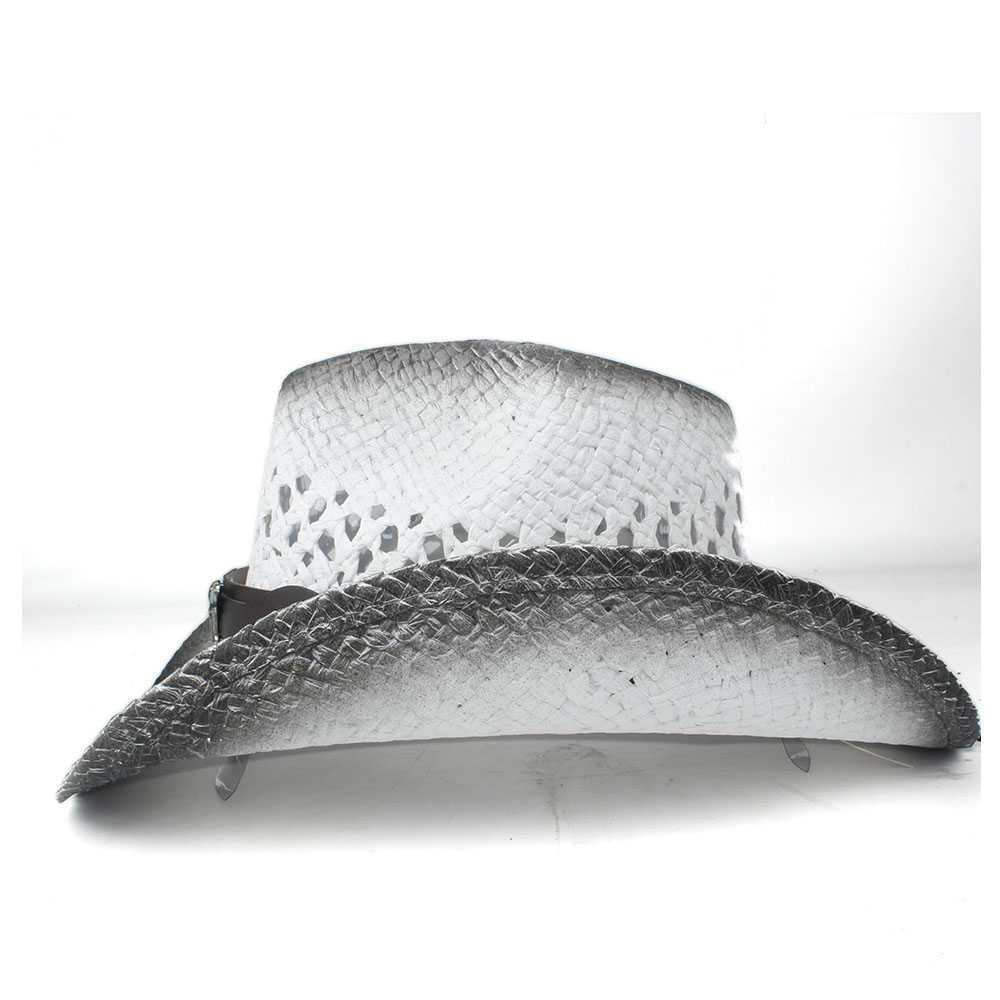 2019 Men Women Straw Western Cowboy Hat Summer Wide Brim Hat Outdoor Sombrero Hombre Cowgirl Hat Q0805