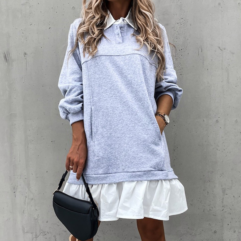 Casual Dresses Autumn Patchwork Mini Women' Sweatshirts Dress Long Sleeve Turn-down Collar Female Clothes Pocket Button For Wome, Green
Casual Dresses Autumn Patchwork Mini Women' Sweatshirts Dress Long Sleeve Turn-down Collar Female Clothes Pocket Button For Wome, Green