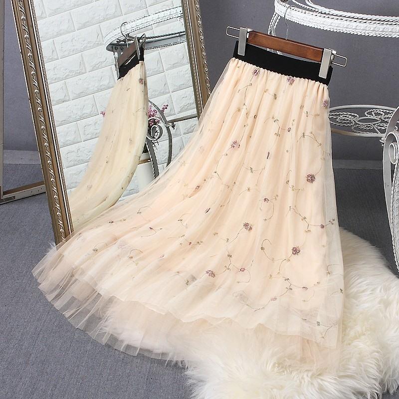 Skirts Embroidered Gauze Skirt Women's Spring And Summer Medium Length Lace Small Floral Pompous Pleated, Black
Skirts Embroidered Gauze Skirt Women's Spring And Summer Medium Length Lace Small Floral Pompous Pleated, Black