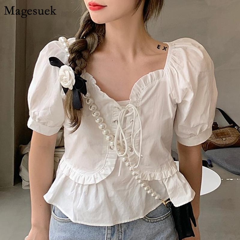 Women's Blouses & Shirts Korean Chic Ruffles Lace Up White Shirt Women Short Sleeve Summer Blouse Vintage Square Collar Loose Plus Size Tops
Women's Blouses & Shirts Korean Chic Ruffles Lace Up White Shirt Women Short Sleeve Summer Blouse Vintage Square Collar Loose Plus Size Tops