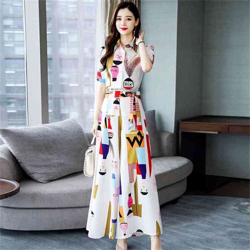 Fashion 2 Piece set Women Summer Office Ladies Cartoon Print Sashes Bow Shirt Female Work Wide Leg Ankle-length Pants Suit 210602, White
Fashion 2 Piece set Women Summer Office Ladies Cartoon Print Sashes Bow Shirt Female Work Wide Leg Ankle-length Pants Suit 210602, White