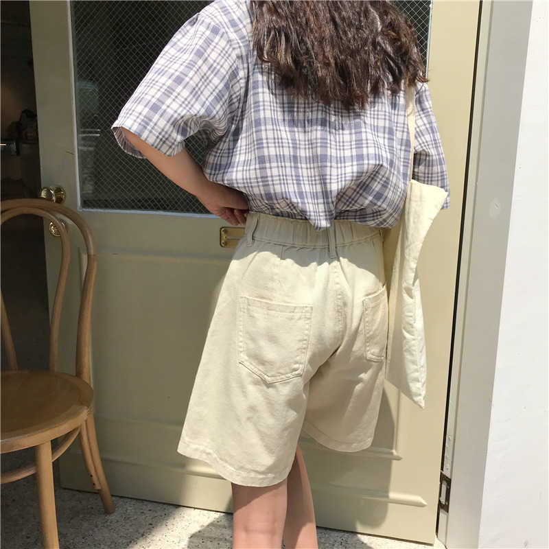 Korean casual women loose straight solid color Knee Length high waist large size short men fashion Vintage Wide Leg Pants 210608