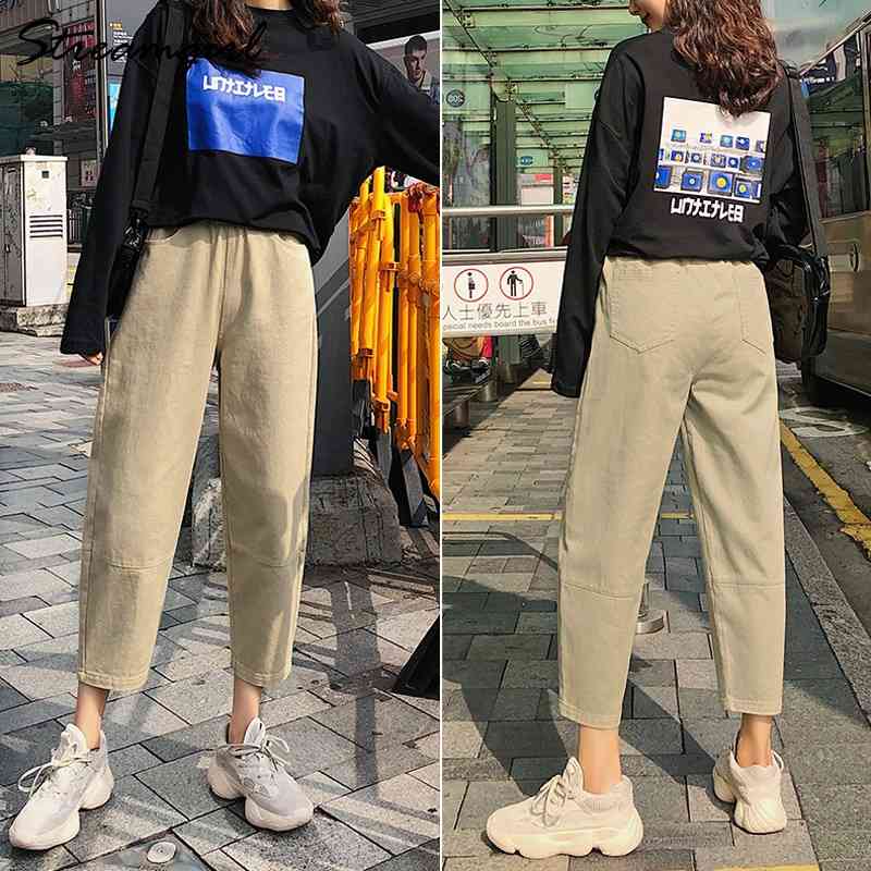 Loose Cargo Pants For Women Summer High Waist Elastic Pants Boyfriend Sweatpants Women's Trousers Plus Size Capris For Women 210421
