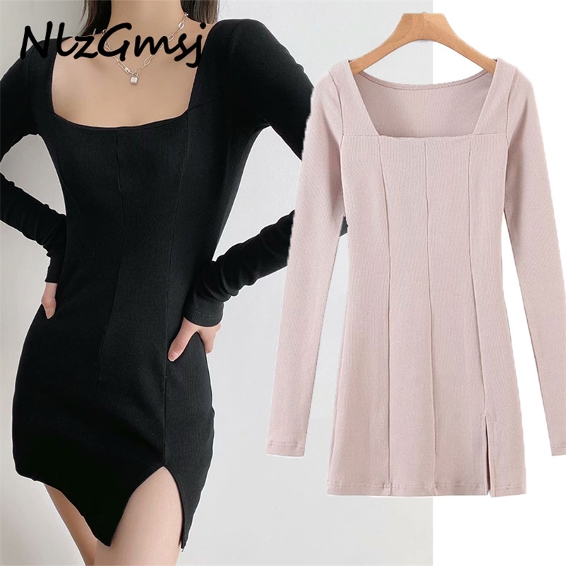Dres Spring Summer Square Neck Solid Color Split Stretch Long Sleeve Bodycon ess Vestidos 210628, As picture
Dres Spring Summer Square Neck Solid Color Split Stretch Long Sleeve Bodycon ess Vestidos 210628, As picture