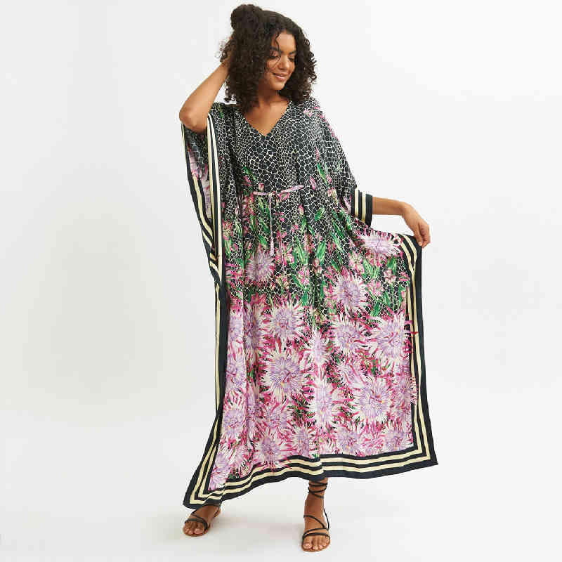 Multicolored Bikini Cover-ups Sexy V-neck Half Sleeve Boho Summer Beach Dress Plus Size Beachwear Swimsuit Cover Up Q1088 210420