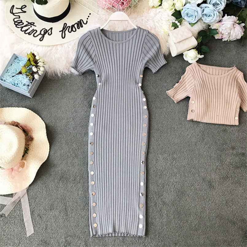 Button Vintage Ladies Slim Summer Bodycon Knit Midi Office Dress Women Casual Party Pencil Elegant Sheath Knee Length Vestidos Y0603, Wine red
Button Vintage Ladies Slim Summer Bodycon Knit Midi Office Dress Women Casual Party Pencil Elegant Sheath Knee Length Vestidos Y0603, Wine red
