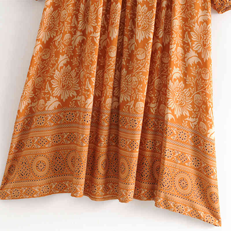 Chu Sau beauty Boho Floral Print Maxi Dress Women Holiday Fashion O-neck Bow Tassel Long Dresess Female Vestido De Moda 210508