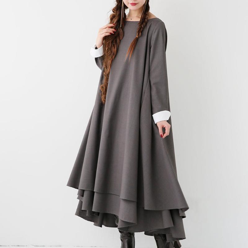 Casual Dresses Expansion Long Dress Women Office Ladies Elegant Korean Designer Fashion Sleeve Ruffles Loose Black Solid Gray Robe, Black;gray
Casual Dresses Expansion Long Dress Women Office Ladies Elegant Korean Designer Fashion Sleeve Ruffles Loose Black Solid Gray Robe, Black;gray