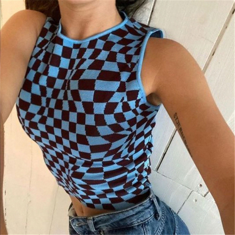 Lucyever Women' Plaid O-neck Knitted Vest Tops Summer Slim Print Sleeveless Tanks Tops Woman Elegant Streetwear Femme 210521, Brown
Lucyever Women' Plaid O-neck Knitted Vest Tops Summer Slim Print Sleeveless Tanks Tops Woman Elegant Streetwear Femme 210521, Brown