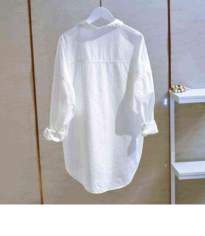 Solid Cotton White Shirt Women Long-sleeve Blouse Oversized Women Spring Autumn Tops Office Loose Casual Lapel Shirt Top Blusas Y211125