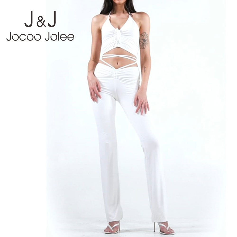 Jocoo Jolee Sexy Women Summer Suit Backless Vest Halter Solid Top and High Waist Bandage Skinny Trousers Two Piece Set 210518, White
Jocoo Jolee Sexy Women Summer Suit Backless Vest Halter Solid Top and High Waist Bandage Skinny Trousers Two Piece Set 210518, White