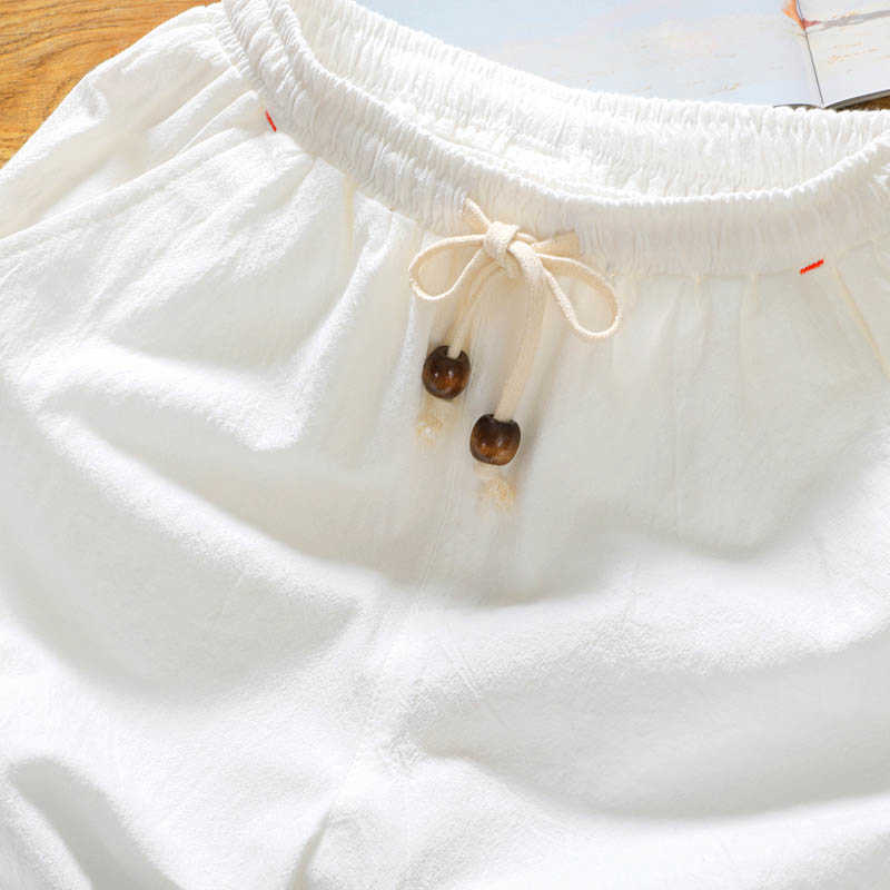 Summer Cotton Shorts Loose Men's Casual Short Joggers Black White Drawstring Waist Bermuda Men Plus Size 4XL 5XL 210629