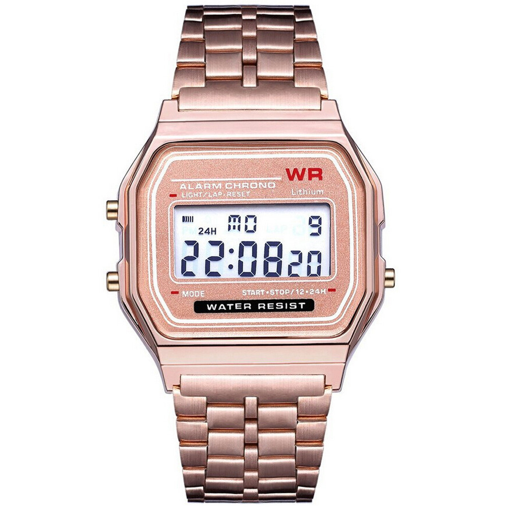 Electronic Watches Men Women LED Digital Waterproof Quartz Watch Stainless Steel Band Golden Wrist Watch Relogio Masculino, Slivery;brown
Electronic Watches Men Women LED Digital Waterproof Quartz Watch Stainless Steel Band Golden Wrist Watch Relogio Masculino, Slivery;brown