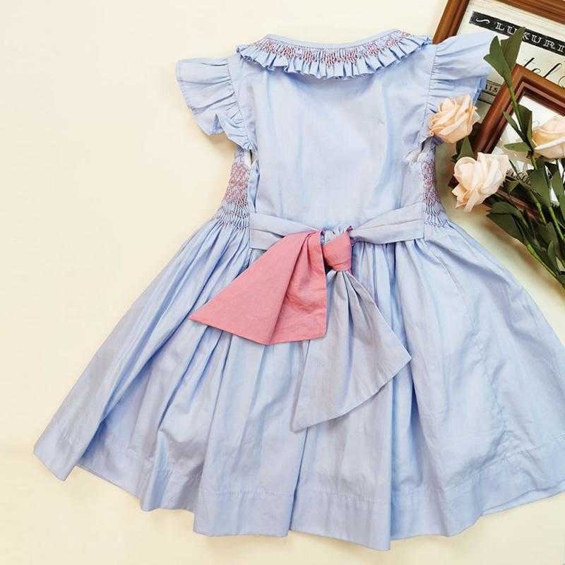 Girls Smocked Dress Baby Handmade Smock Clothes for Girl Children Boutique Embroidery Clothing Infant Spain Princess Frocks 210615