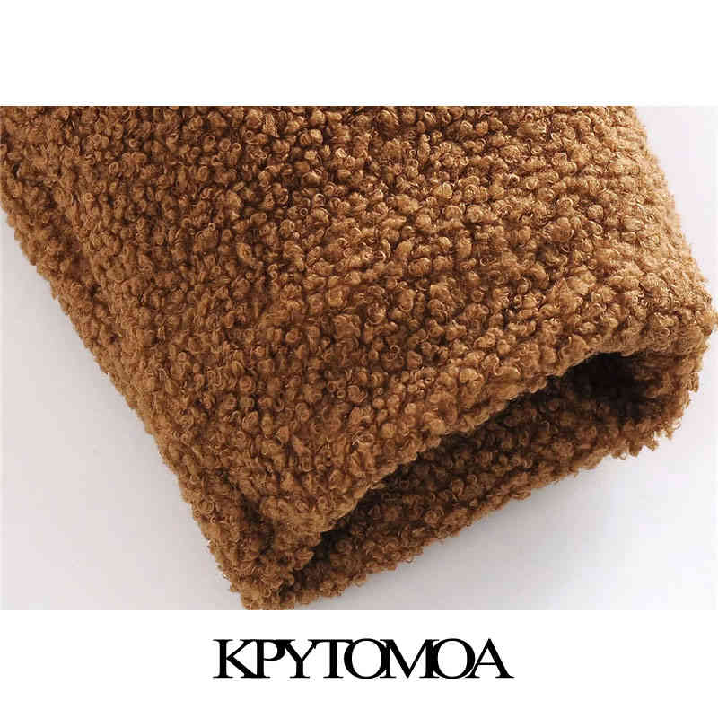 Women Fashion Faux Fur Loose Cozy Jacket Coat Vintage Long Sleeve Elastic Hem Female Outerwear Chic Teddy Overcoat 210416