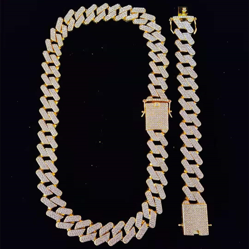 Men Hip Hop Chain Necklace 20mm heavy Rhombus Cuban Chains Iced Out Bling Necklace fashion jewelry For Gift 220210