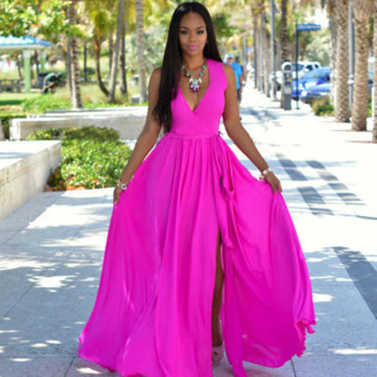 Summer Tunic Maxi Chiffon Dress Sleeveless High Split Woman Beach Dresses Elegant Long Party Ladies White Casual Sundress Women 210526