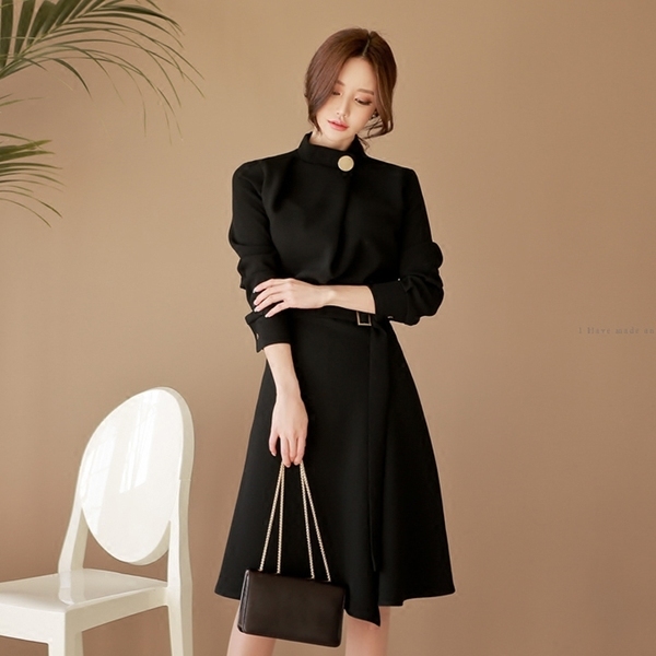 Spring Autumn long sleeve office lady korean fashion professional dress business clothes with belt solid vestidos slim outfit 210518