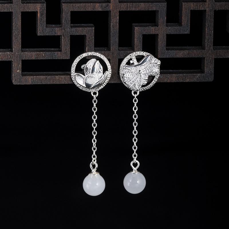 Dangle & Chandelier Retro Earrings Silver 925 Female Chinese Ethnic Style Lotus Leaf Clear Hetian Jade Earring Exotic Ear Jewelry Drop
Dangle & Chandelier Retro Earrings Silver 925 Female Chinese Ethnic Style Lotus Leaf Clear Hetian Jade Earring Exotic Ear Jewelry Drop