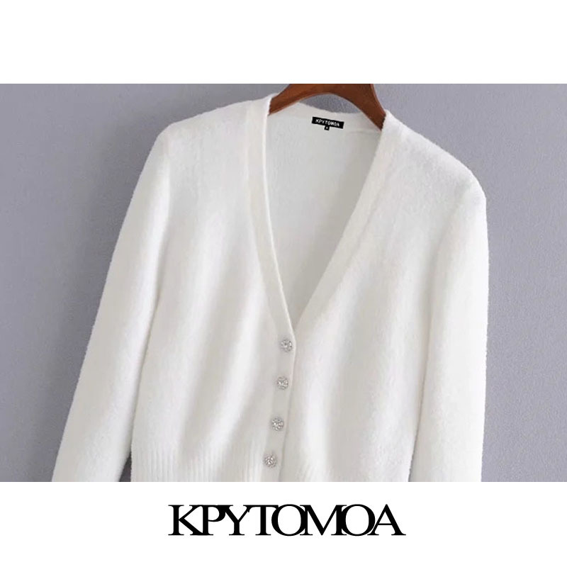 Women Fashion Soft-feel Cropped Knitted Cardigan Sweater Long Sleeve Buttons Female Outerwear Chic Tops 210420