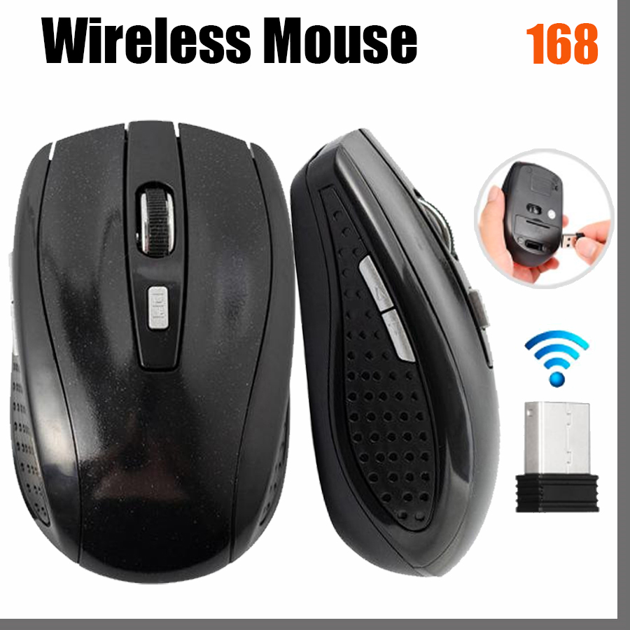 

168D Mice 2.4GHz USB Optical Wireless Mouse Receiver Smart Sleep Energy-Saving for Computer Tablet PC Laptop Desktop With White Box