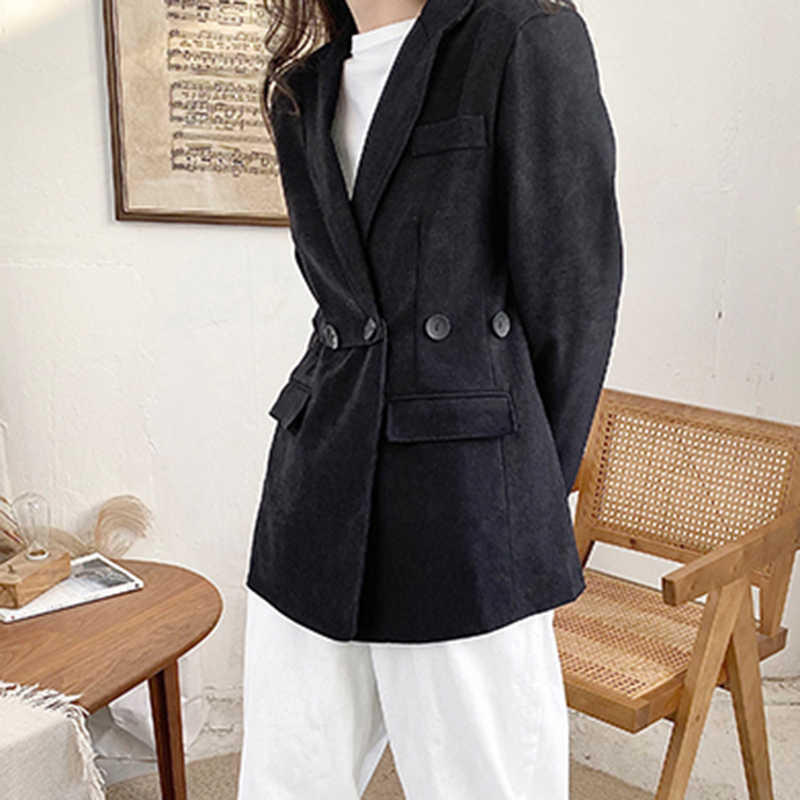 [EAM] Women White Asymmetrical Pocket Big Size Blazer Lapel Long Sleeve Loose Fit Jacket Fashion Spring Autumn 1DD5974 210930