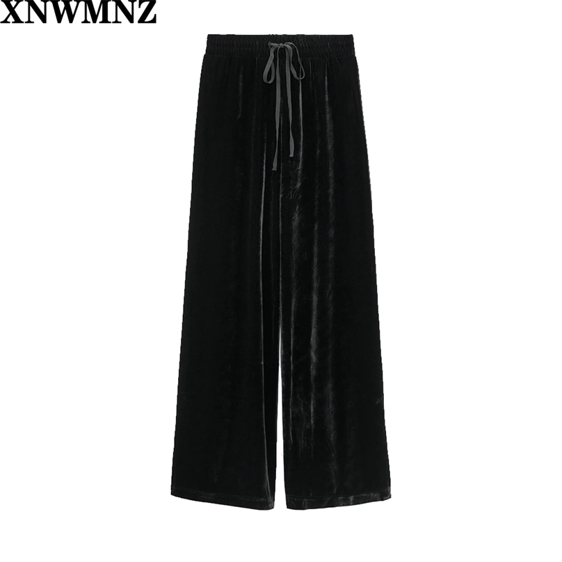 Autumn Winter Women wide velvet trousers chic High-waist elastic drawstring side pockets wide-leg design 210520, Black
Autumn Winter Women wide velvet trousers chic High-waist elastic drawstring side pockets wide-leg design 210520, Black