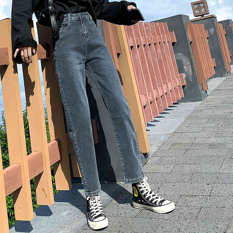 Allmatch Autumn Stretch Street Style Jeans Women Straight Fashion High Waist Loose Pants Trousers 10791 210518