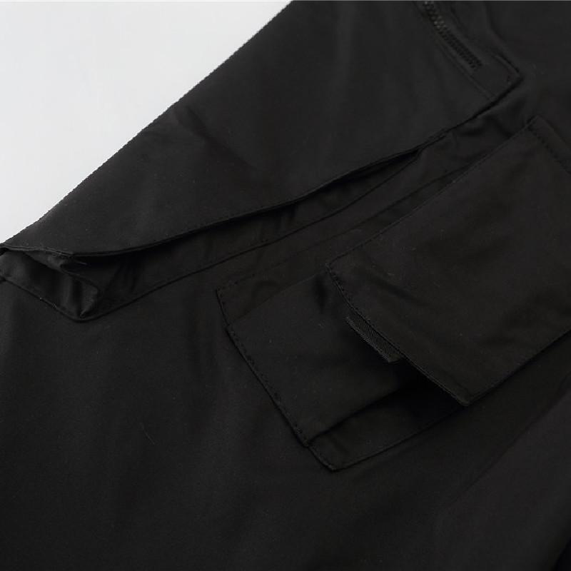 Streetwear Sweatpants Men Cargo Pants Big Pocket Zipper High Street Elastic Waist Loose Solid Casual Pant TFull Length Trousers Men's