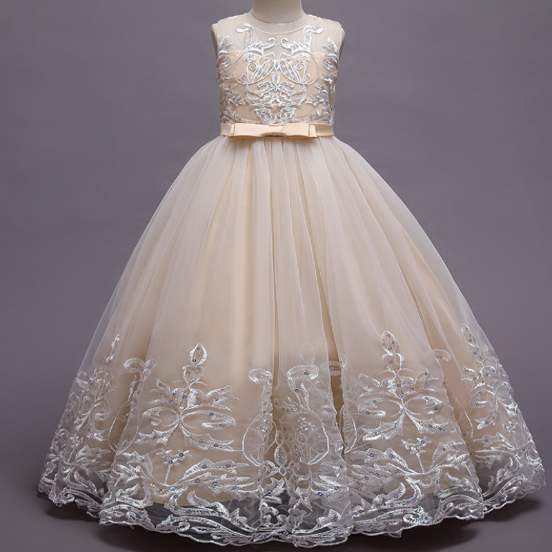 Lovely Tulle Royal Blue Flower Girl Dresses for Weddings High Neck Sleeves Sweep Train 3D Floral Applique Communion Dress Girls Pageant Gowns