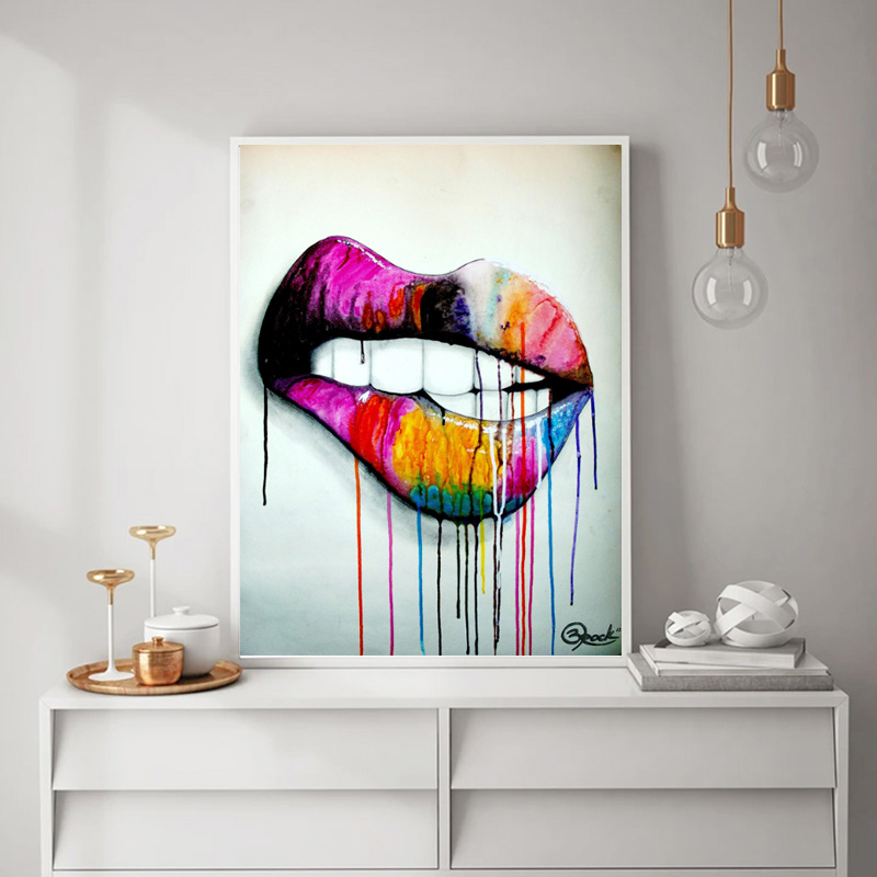 Pop Art Watercolor Mouth Decorative Paintings For Living Room Wall Canvas Print Abstract Picture Poster Unframed
