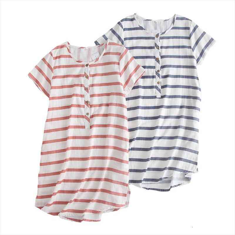 Summer Cotton Women Nightgown Striped Style Dress Comfort Gauze Cotton Sleepdress Knee Length Female Thin Loose Homewear, Black;red
Summer Cotton Women Nightgown Striped Style Dress Comfort Gauze Cotton Sleepdress Knee Length Female Thin Loose Homewear, Black;red