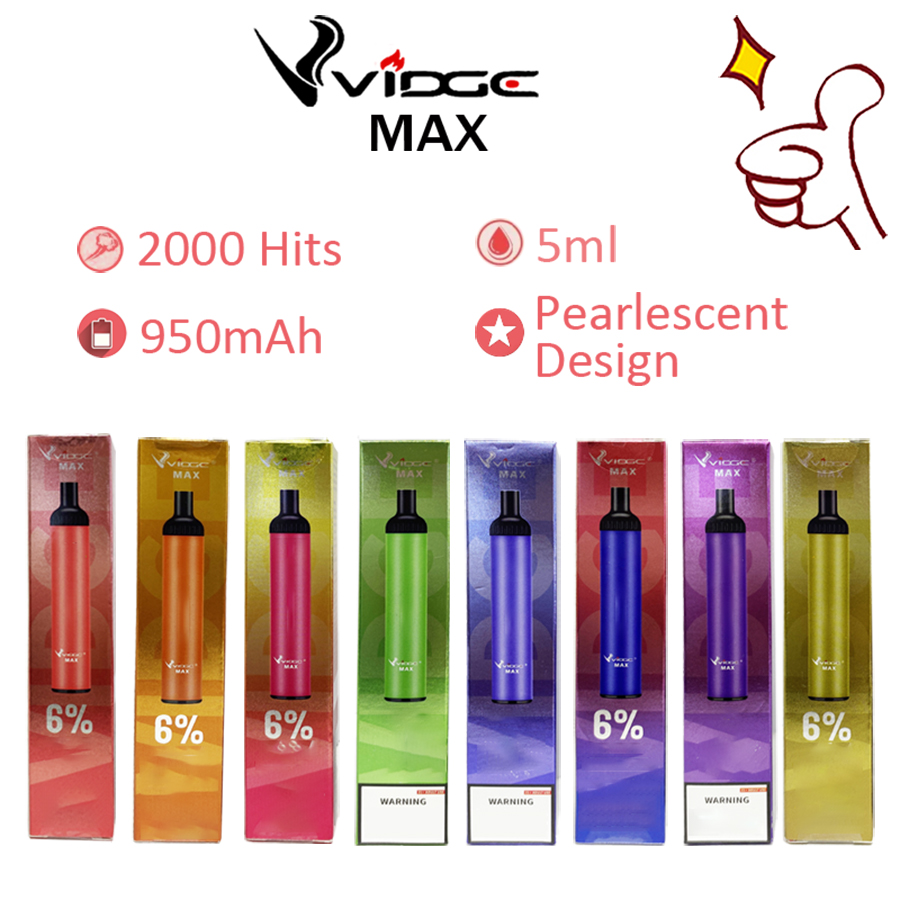 Original Factory VIDGE Max 6% Disposable E Cigarette Device Pod Starter Kit 950mAh Battery 5ml Capacity Cartridge Vape pen
Original Factory VIDGE Max 6% Disposable E Cigarette Device Pod Starter Kit 950mAh Battery 5ml Capacity Cartridge Vape pen
