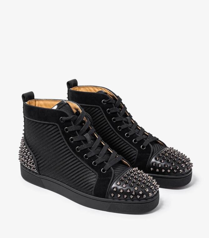 Men/Women Black low-top casual shoes red bottom spiked sneaker Junior Spikes 2Black Jacquard High Top Trainers luxury designer trainer high-cut boots lace up
Men/Women Black low-top casual shoes red bottom spiked sneaker Junior Spikes 2Black Jacquard High Top Trainers luxury designer trainer high-cut boots lace up