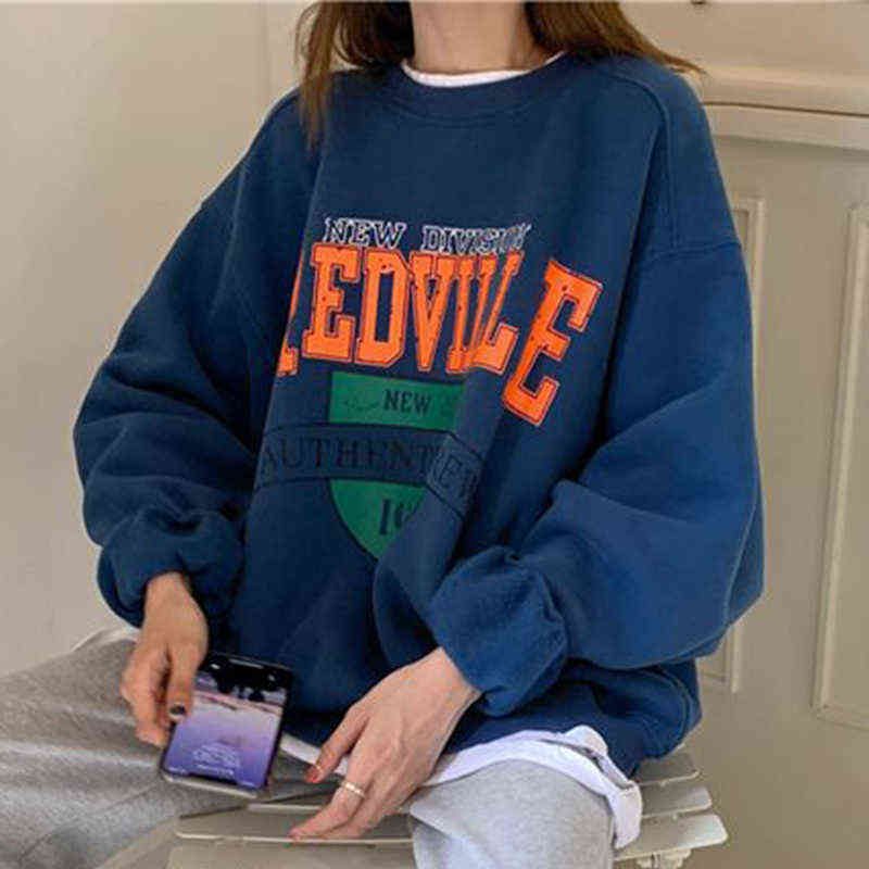 Women Letter Embroidery Crewneck Sweatshirt Girls Autumn Winter Oversized Streetwear Korean Style Casual Student Pullover 211108, Black
Women Letter Embroidery Crewneck Sweatshirt Girls Autumn Winter Oversized Streetwear Korean Style Casual Student Pullover 211108, Black