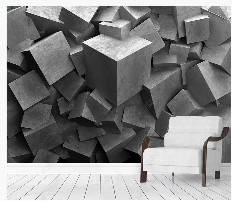 stereoscopic wallpaper Three-dimensional cement board square carving 3D background wall
