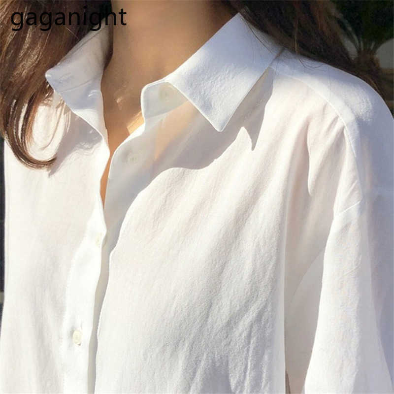 Fashion Solid Women White Shirt Long Sleeve Korean Lady Formal Blouses Turn-Down Collar Elegant Blusas Drop 210601