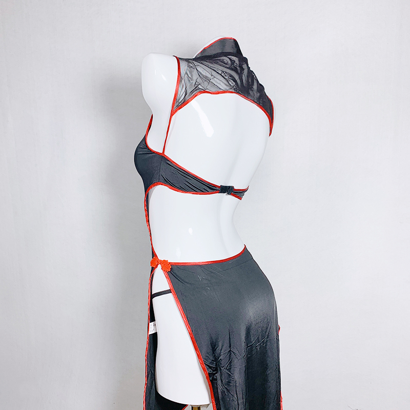 Womens Devil Cosplay Lingerie Lolita Vintage Vampire Costumes Sexy Backless Long Fancy Dress 210402