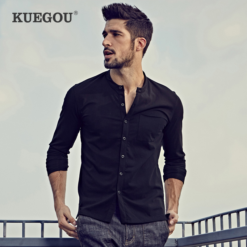 KUEGOU Cotton Spring Elastic Men's long sleeve T-shirt Solid Black Slim Open collar men's Tshirt Fashion Top Plus Size ZT-765 210524
KUEGOU Cotton Spring Elastic Men's long sleeve T-shirt Solid Black Slim Open collar men's Tshirt Fashion Top Plus Size ZT-765 210524
