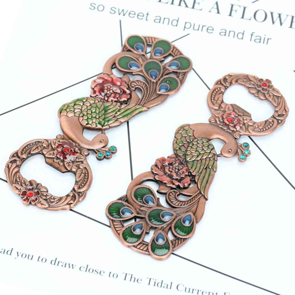 Corkscrew Retro Composite Gold Rose Peacock Bottle Opener Wine Screwdriver Fashion Creative Magnetite Wine Bottle Opener