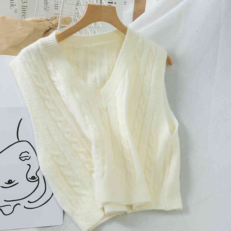 Pull Femme V Neck Solid Autumn Winter Clothes Women Sweaters Preppy Style Vests Fashion Tops 18714 210415