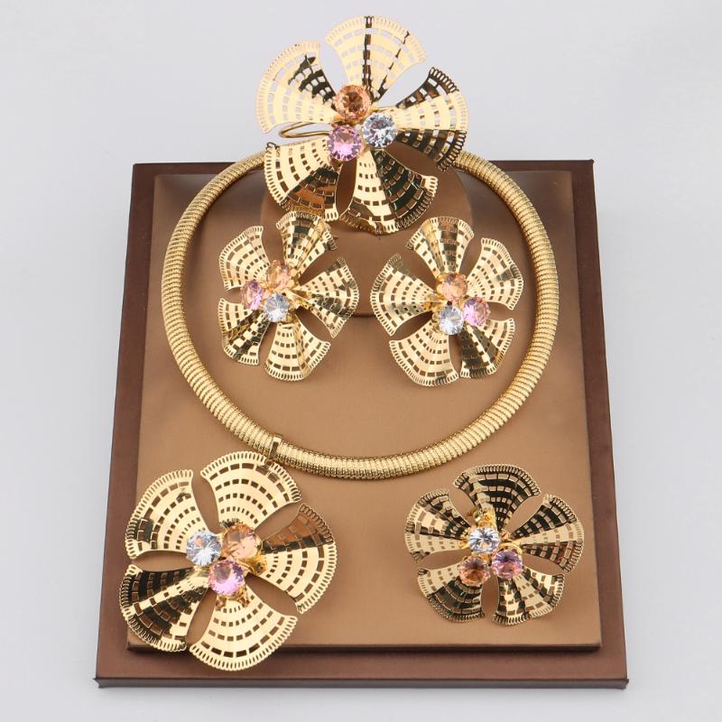 Earrings & Necklace Exaggerated Wedding Gold-plated Jewelry Set For Women Gem Choker Bracelets Flower Rings Romantic Bohemian Accessories, Silver
Earrings & Necklace Exaggerated Wedding Gold-plated Jewelry Set For Women Gem Choker Bracelets Flower Rings Romantic Bohemian Accessories, Silver