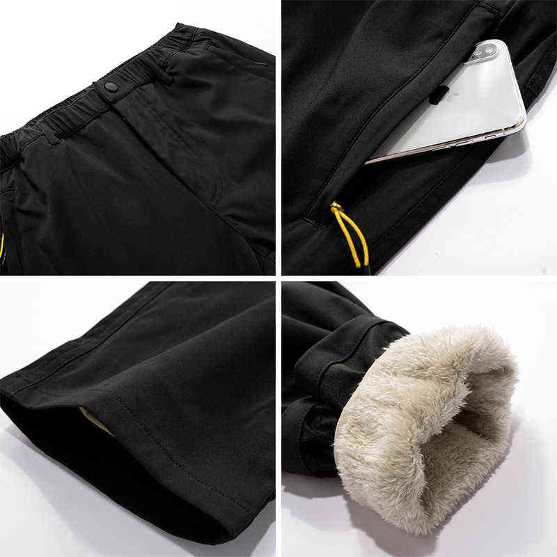 Men Winter Hiking Trekking Fishing Camping Climb Pants Male Warm Fleece Softshell Trousers Outdoor Sports Thick Waterproof Pants 211112