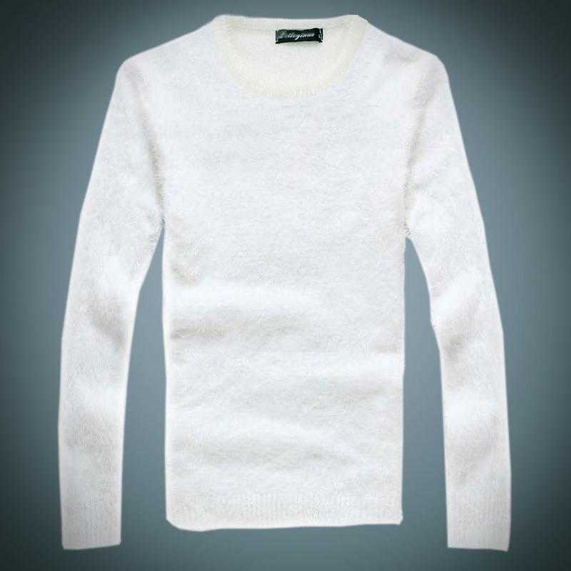 Sweater men's autumn and winter thick mohair long-sleeved O-neck knit pullover / fashion hot slim Slim thick warm sweater male Y0907