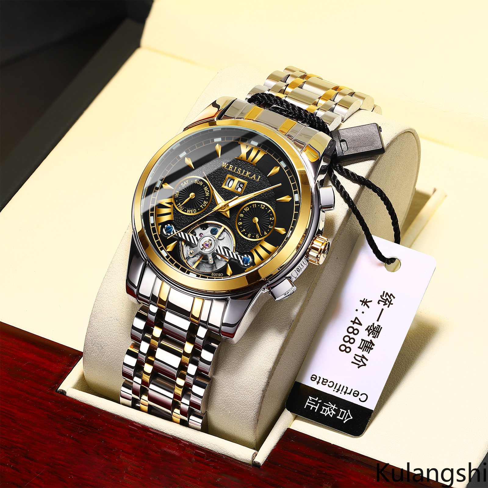 Mens Luxury Mechanical Watch Waterproof Ceramic Sports Stainless Steel Wristwatch With Box Holiday Gifts, Slivery;brown
Mens Luxury Mechanical Watch Waterproof Ceramic Sports Stainless Steel Wristwatch With Box Holiday Gifts, Slivery;brown