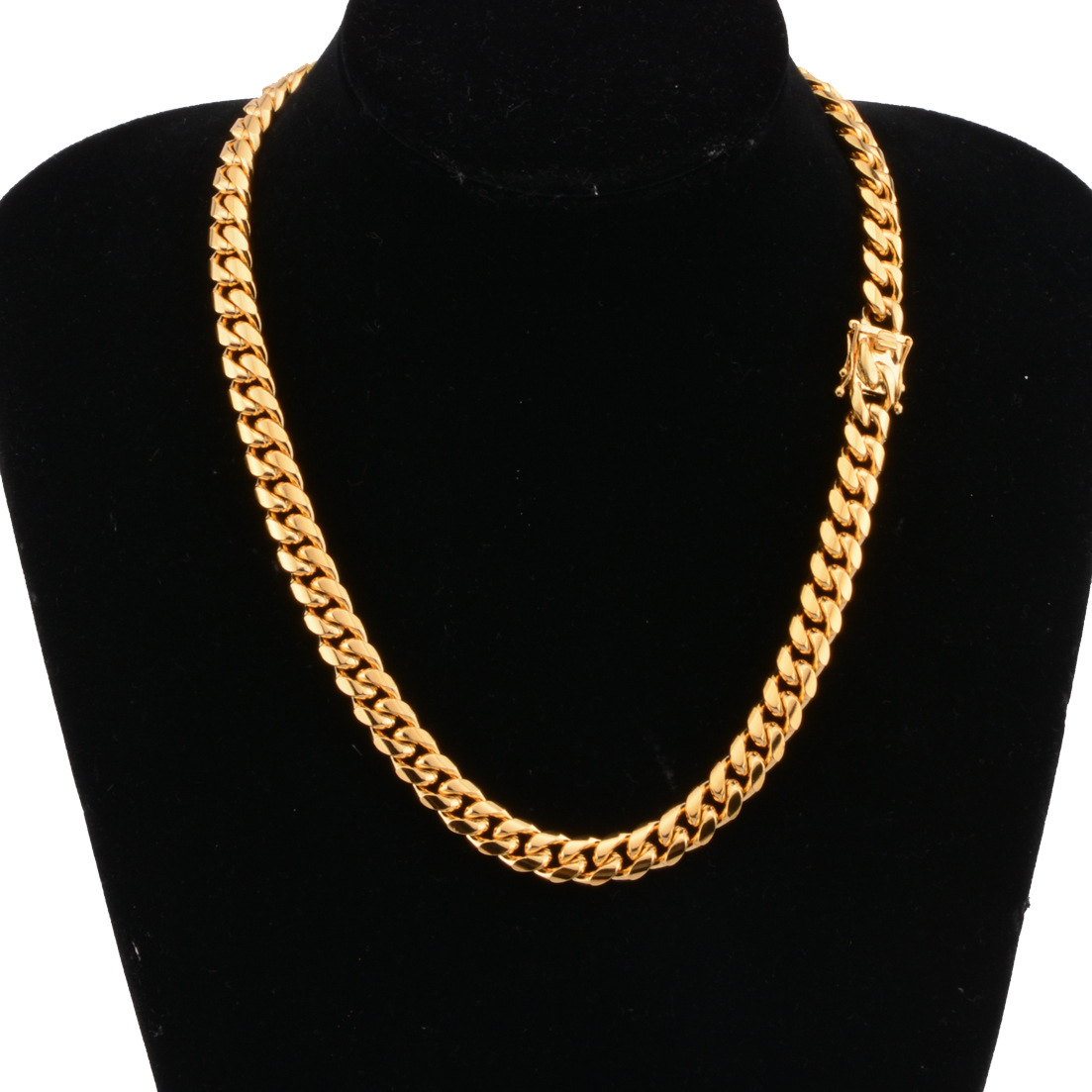 8mm10mm12mm14mm16mm Miami Cuban Link Chains Stainless Steel Mens 14K Gold Chains High Polished Punk Curb Necklaces Mens Jewelr