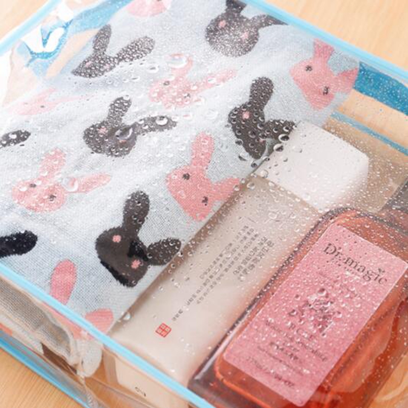 Portable zipper Transparent Cosmetic Bag Bath Wash Clear Makeup Bags Women Organizer Travel PVC Red Blue Yellow