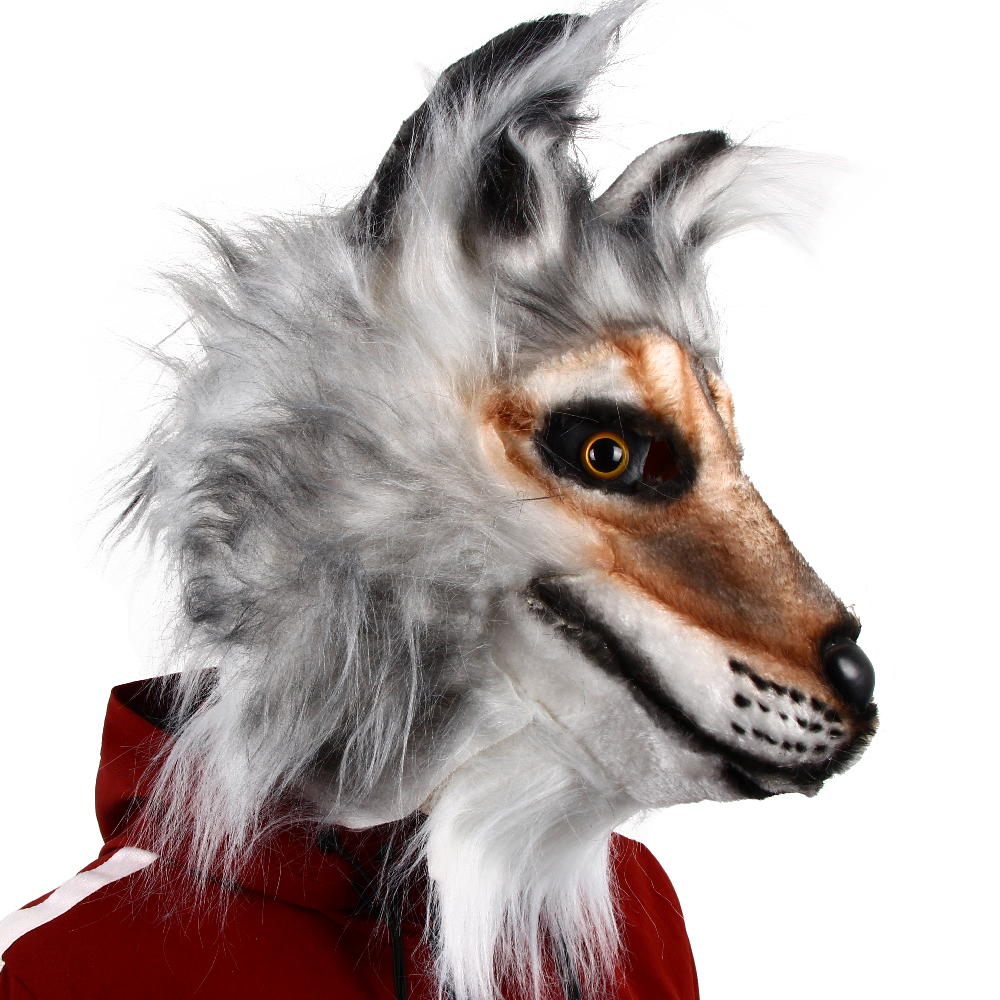 Accessoires de costumes Masque effrayant Latex Wolf Maske Loup Loup Furry Animal Wolf Masque Halloween Costume Costume Props