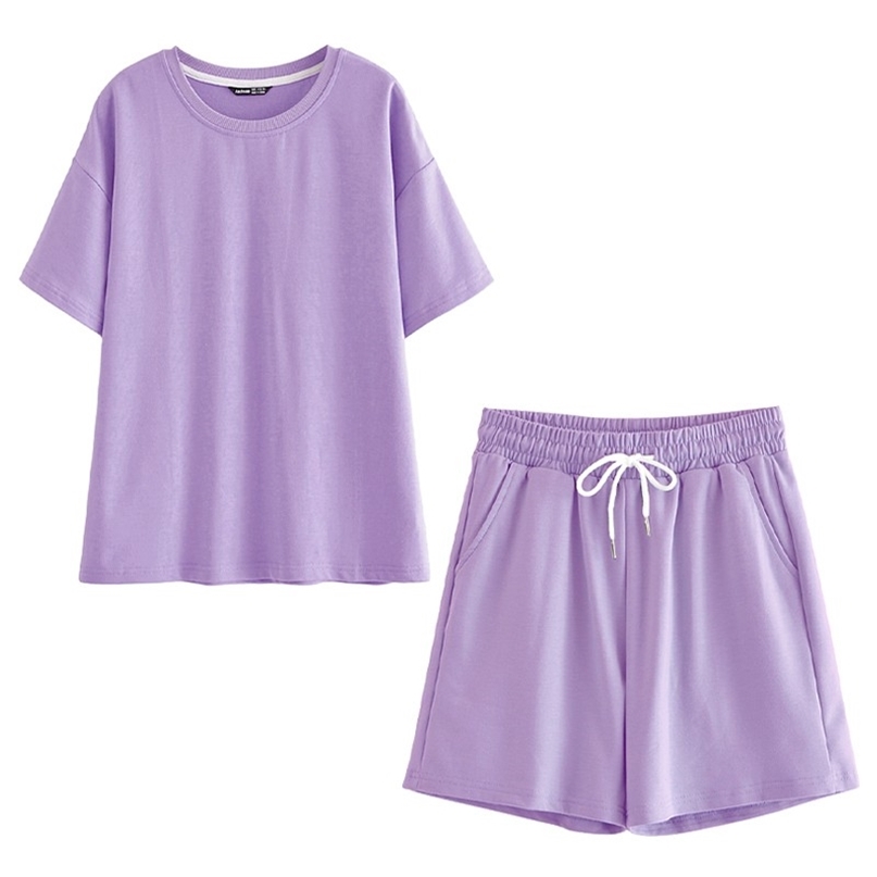 Summer Solid Tracksuits Women O-neck Short Sleeve Oversize Tops And High Waist Pants Female Casual Two Peices Sweat Suits 210603, 9010-6
Summer Solid Tracksuits Women O-neck Short Sleeve Oversize Tops And High Waist Pants Female Casual Two Peices Sweat Suits 210603, 9010-6